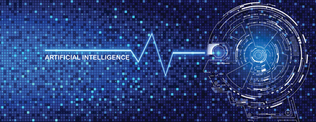 Leinwandbilder - AI robot smart head symbol element with digital number display template vector. Artificial intelligence information online data transfer concept illustration.