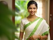 Elegant bride from Kerala in a traditional green saree with accessories capturing regional beauty