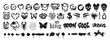 © Oleksandra - Spray graffiti element set, can splatter brush drip smiling vector kit, urban street black grunge. Hand writing stain splash, heart silhouette airy ink stroke and circles. Spray graffiti dark clipart