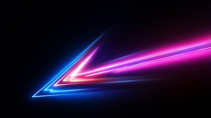 Poster - vibrant neon arrow abstract: speed and technology in glowing pink and blue lights