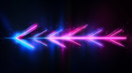 Poster - vibrant neon arrow abstract: speed and technology in glowing pink and blue lights