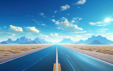 Wall Mural - Road to the horizon. Landscape with endless highway.