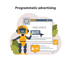 Poster - programmatic advertising. automated technology for media buying.