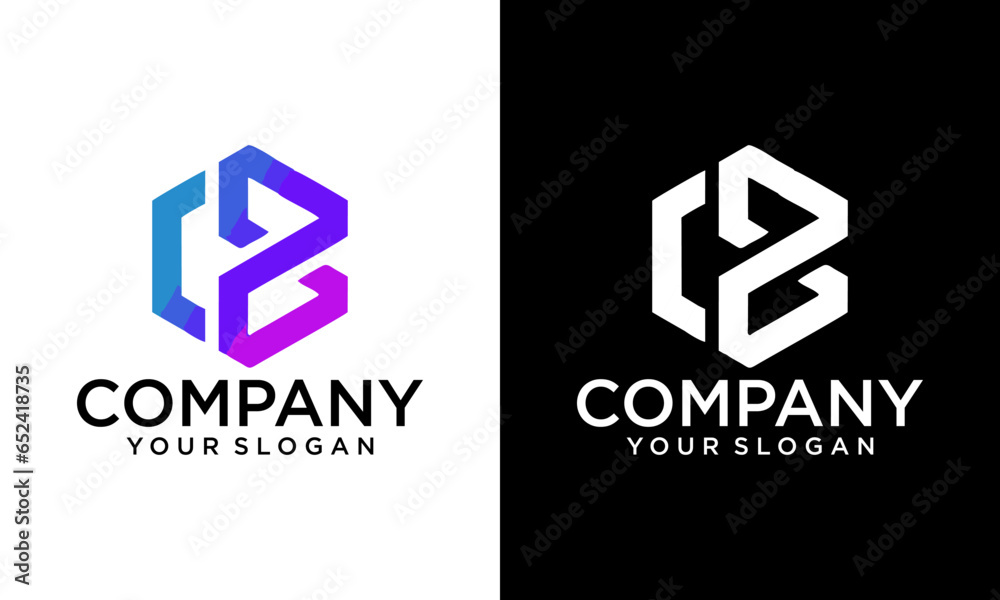 CBLogo monogram rounded by hexagon shape with crown design template on ...