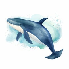Wall Mural - whale drawing on white background.