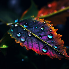 Sticker - water drops on leaf