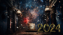 Happy New 2024 Year Colorful Background With 2024 3D Digits