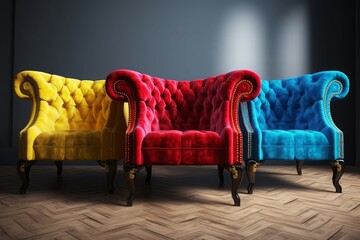 Poster - Colorful sofa seat vintage. Generate Ai