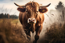 Portrait Of Bull Running, Cinematic Photography