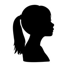Young Girl Head Silhouette Profile. Vector Illustration
