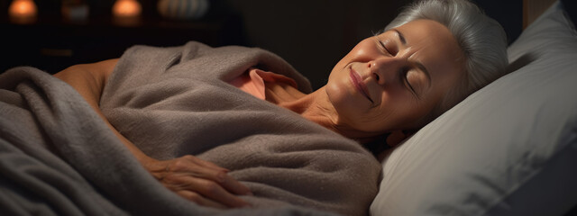 Wall Mural - Senior woman sleeps in a bed at home