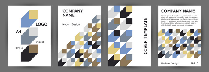 business brochure cover layout collection vector design. bauhaus style abstract journal mockup
