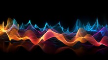 Vibrant Colored Sound Wave On Black Background - Abstract Music Visualization
