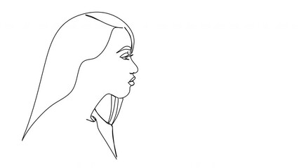 Wall Mural - Continuous line beautiful woman line art animation. One line art.