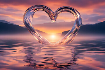 Poster - Photo illustration of water drop love background flying bunch of blue balloon hearts happy valentines day generative ai