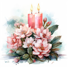 watercolor Easter Candleholder illustration, Generative Ai