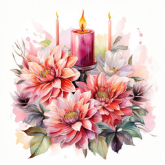 Wall Mural - watercolor Easter Candleholder illustration, Generative Ai