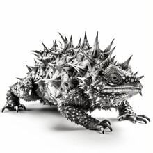 Black And White Thorny Devil On A White Background