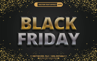 Wall Mural - Black friday editable 3d vector text style effect