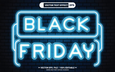 Poster - Black friday neon style editable 3d vector text effect