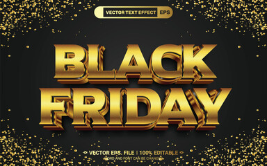Poster - Black friday gold editable 3d vector text effect on glitter background