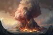 artistic depiction of a volcanic eruption. Generative AI