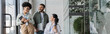 © LIGHTFIELD STUDIOS - group shot of interracial business people chatting during break time in office, diversity banner
