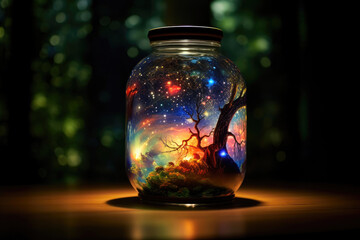 Wall Mural - Jar of Mystical Universe Wonders