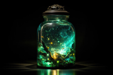 Wall Mural - Mystical Universe Essence in a Glass Jar