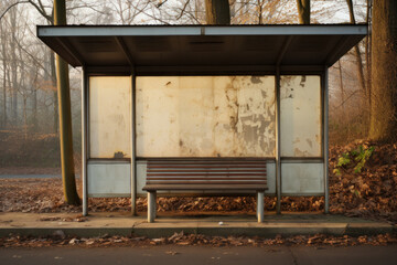 empty bus stop. minimalist style, art perception. art object in the form of transport stops