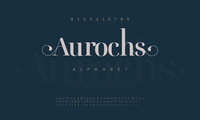 Wall Mural - Classic typography serif font. Uppercase, lowercase, ligatures, ampersand, alternate, and number. Vector illustration word. Lettering Minimal Fashion Designs Romance Elegant.