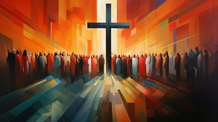 Wall Mural - cross in the church of jesus christ