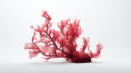 Wall Mural - red algae on white background.