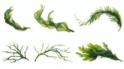 Canvas Print - seaweed set of design elements on white background.