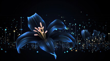 Wall Mural - Futuristic lily flower with circuit big data technology. AI generated image