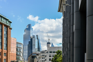 Wall Mural - London, UK, 15 August 2023:  Modern buildings in office district, View of the city of London City skyline, London