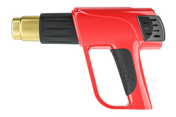 Poster - Heat gun, red color. 3D rendering isolated on transparent background