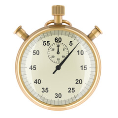 Poster - Golden Stopwatch, 3D rendering isolated on transparent background