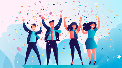 Wall Mural - business people celebrate success