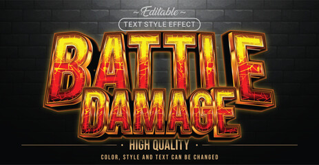 Wall Mural - Editable text style effect - Battle Damage text style theme.