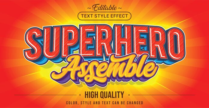 Editable text style effect - Superhero Assemble text style theme.