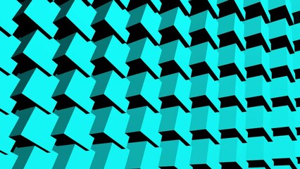 Poster - Short turquoise abstract background from cubes. Animation footage.
