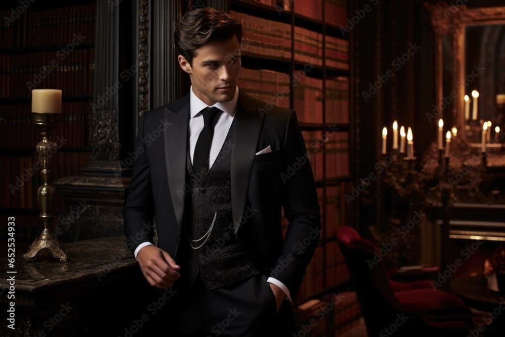 Embracing the timeless allure of the mansions sumptuous library, a ...