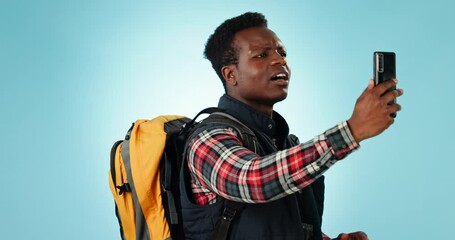 Poster - hiking, cellphone gps and black man problem, lost and bad signal, network and search for connection,