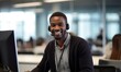 Black Man Customer Service Representative Employee Job Work Environment Backdrop Generative AI