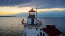 Sunset On Old Lighthouse In Cleveland, Ohio