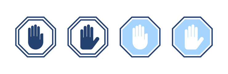 Wall Mural - Stop icon vector. stop road sign. hand stop sign and symbol. Do not enter stop red sign with hand