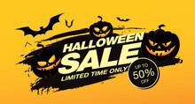 Halloween Sale Banner Layout Design. Vector Illustration