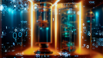 Poster - digital transformation. supercomputer. quantum computer.