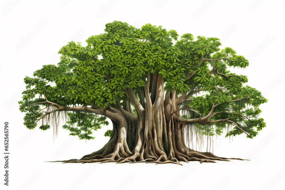 Banyan tree isolated on white background Stock Illustration | Adobe Stock